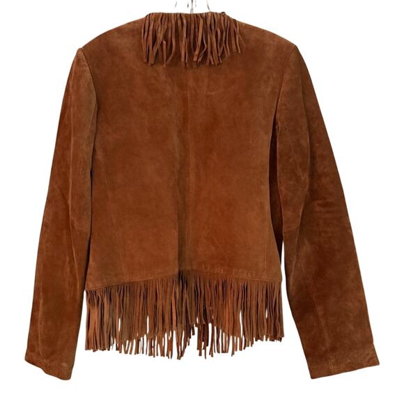 VTG Brown Suede Leather Fringe Western Boho Jacket Coat Siena Studio M Excellent - Picture 12 of 13